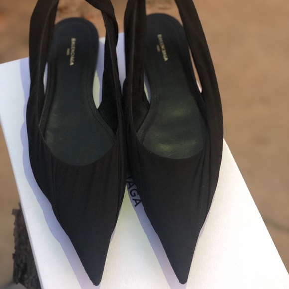 SOLD Balenciaga Knife Georgette Slingback Flats - Picture 3 of 6